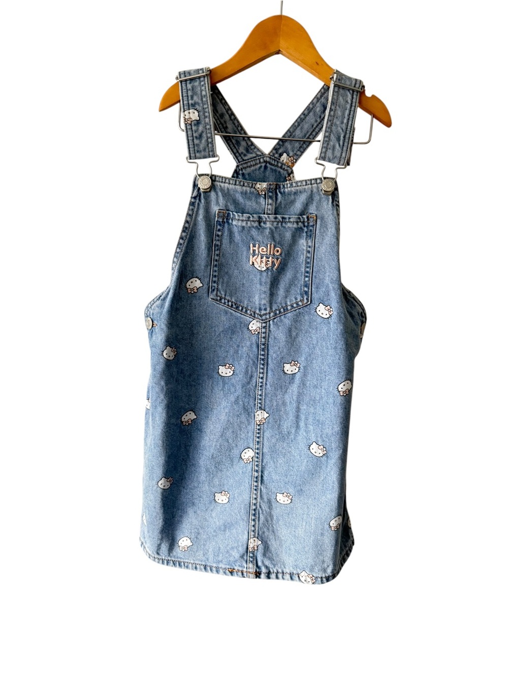 H&M x Hello Kitty Light Blue Denim Pinafore Dress 7